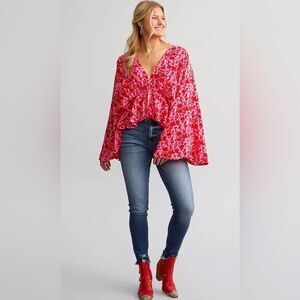NWT Band of the Free Top Shirt Oversized Pink Red Size XS